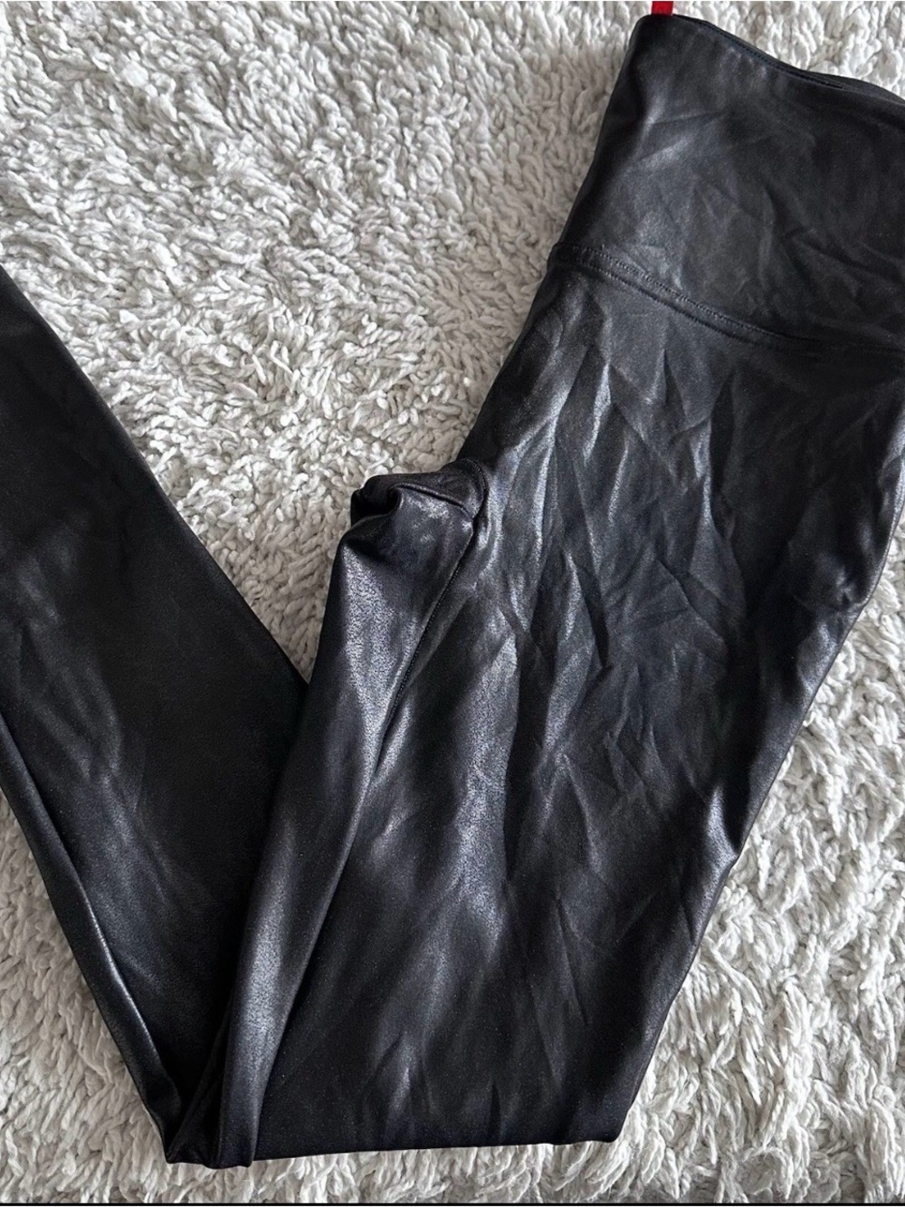 SPANX Black Faux Leather-Look Jeggings size medium